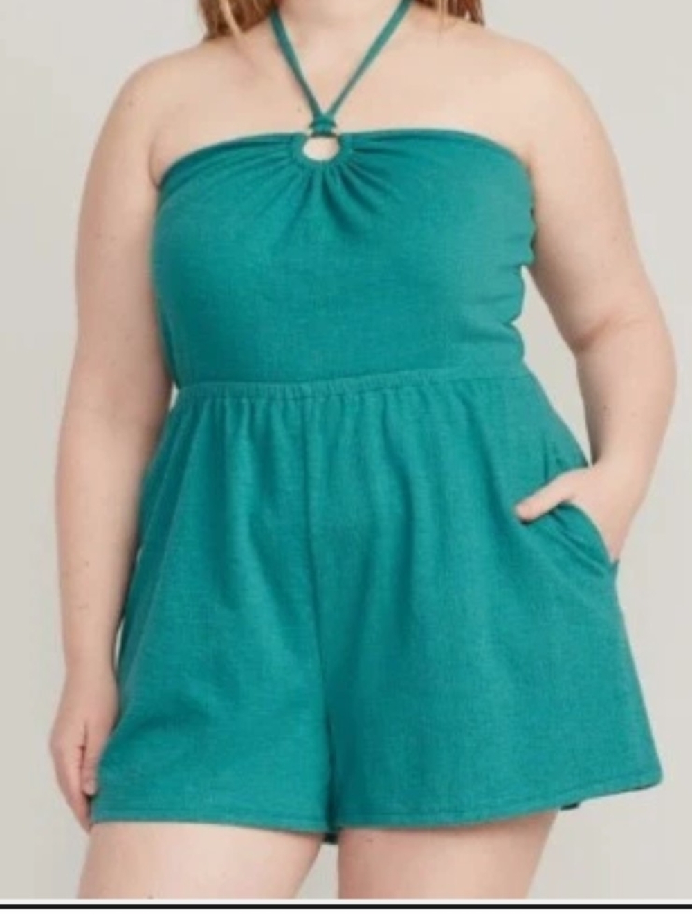 Old Navy Teal Strapless Halter Romper Shorts Size Medium